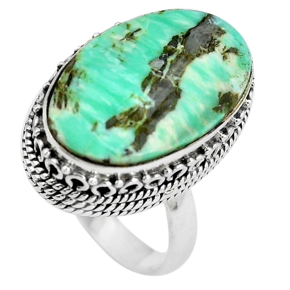 Natural green variscite 925 sterling silver ring jewelry size 7 d29012