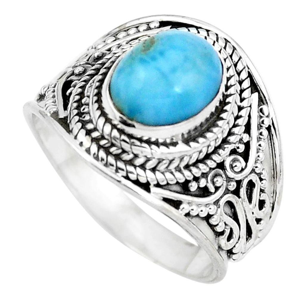 Natural blue larimar 925 sterling silver ring jewelry size 6.5 d29038