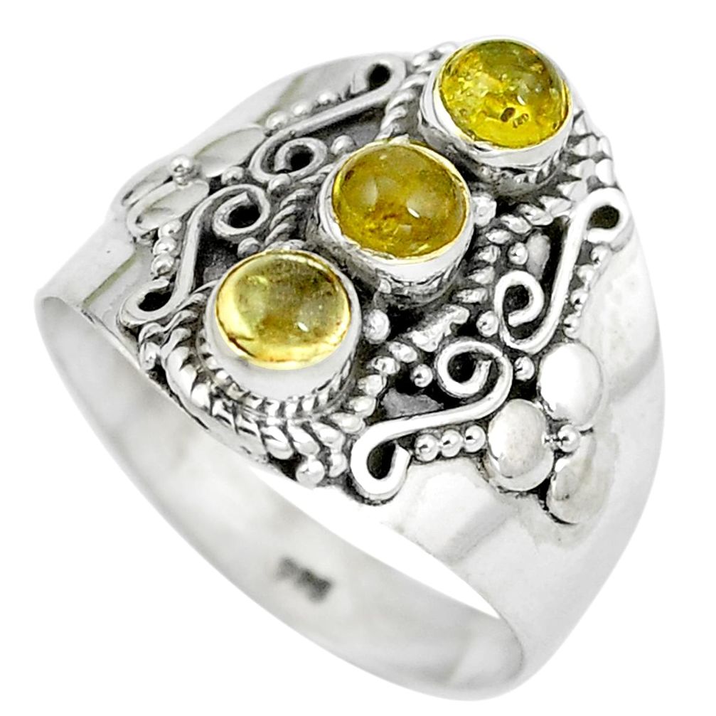 Natural yellow citrine 925 sterling silver ring jewelry size 8 d29043