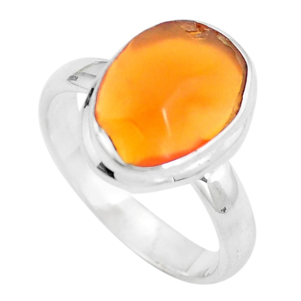 925 silver natural orange mexican fire opal ring jewelry size 7.5 d29048