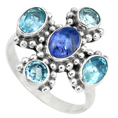 Clearance Sale- 925 sterling silver natural blue tanzanite topaz ring jewelry size 7 d29075