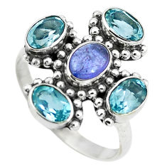 Clearance Sale- Natural blue tanzanite topaz 925 sterling silver ring size 8.5 d29076