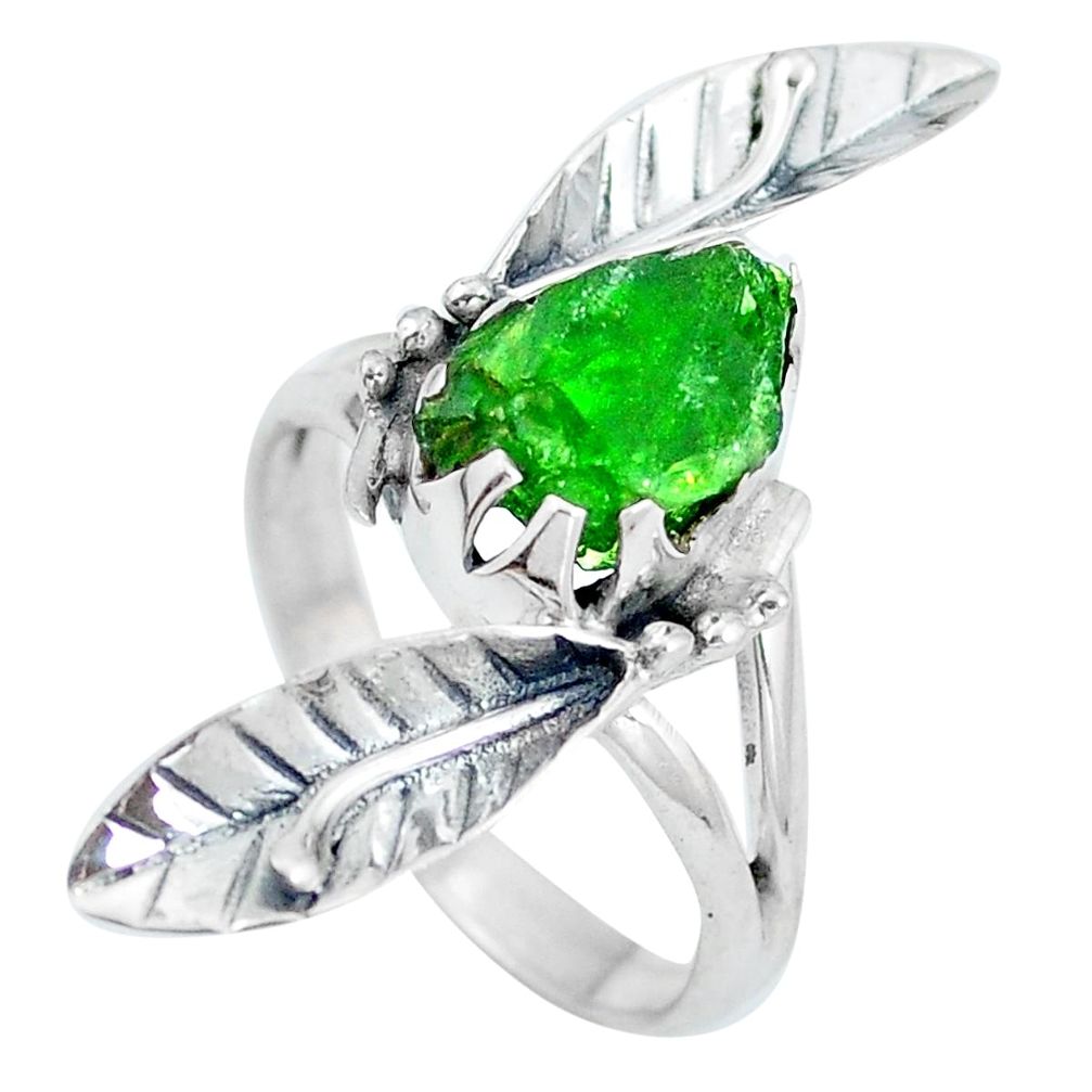 Green chrome diopside rough 925 sterling silver ring size 7 d29087
