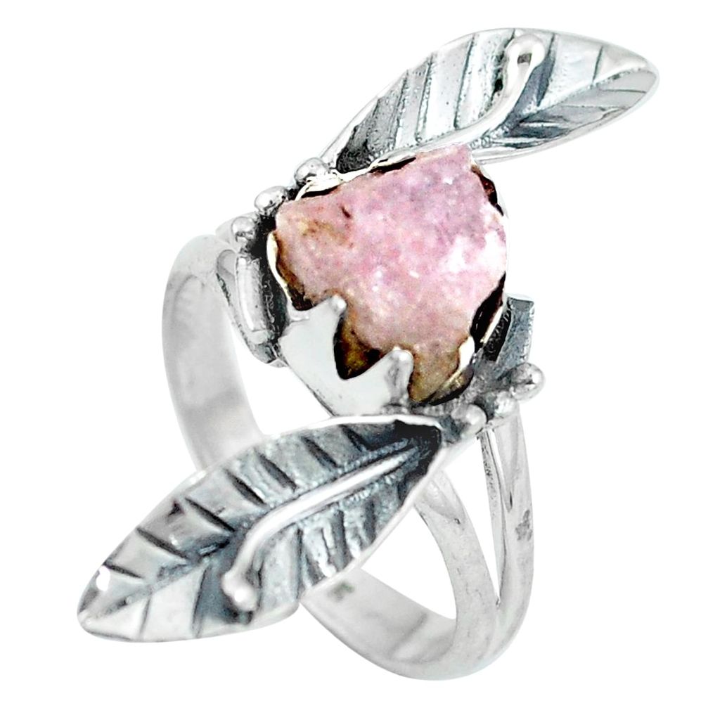 925 sterling silver natural pink morganite rough ring jewelry size 6 d29095