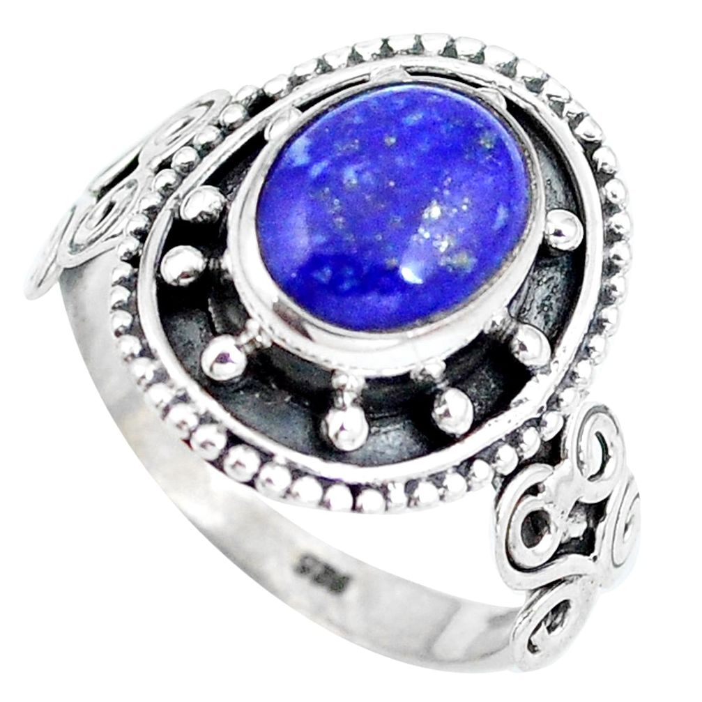 Natural blue lapis lazuli 925 sterling silver ring jewelry size 7 d29105