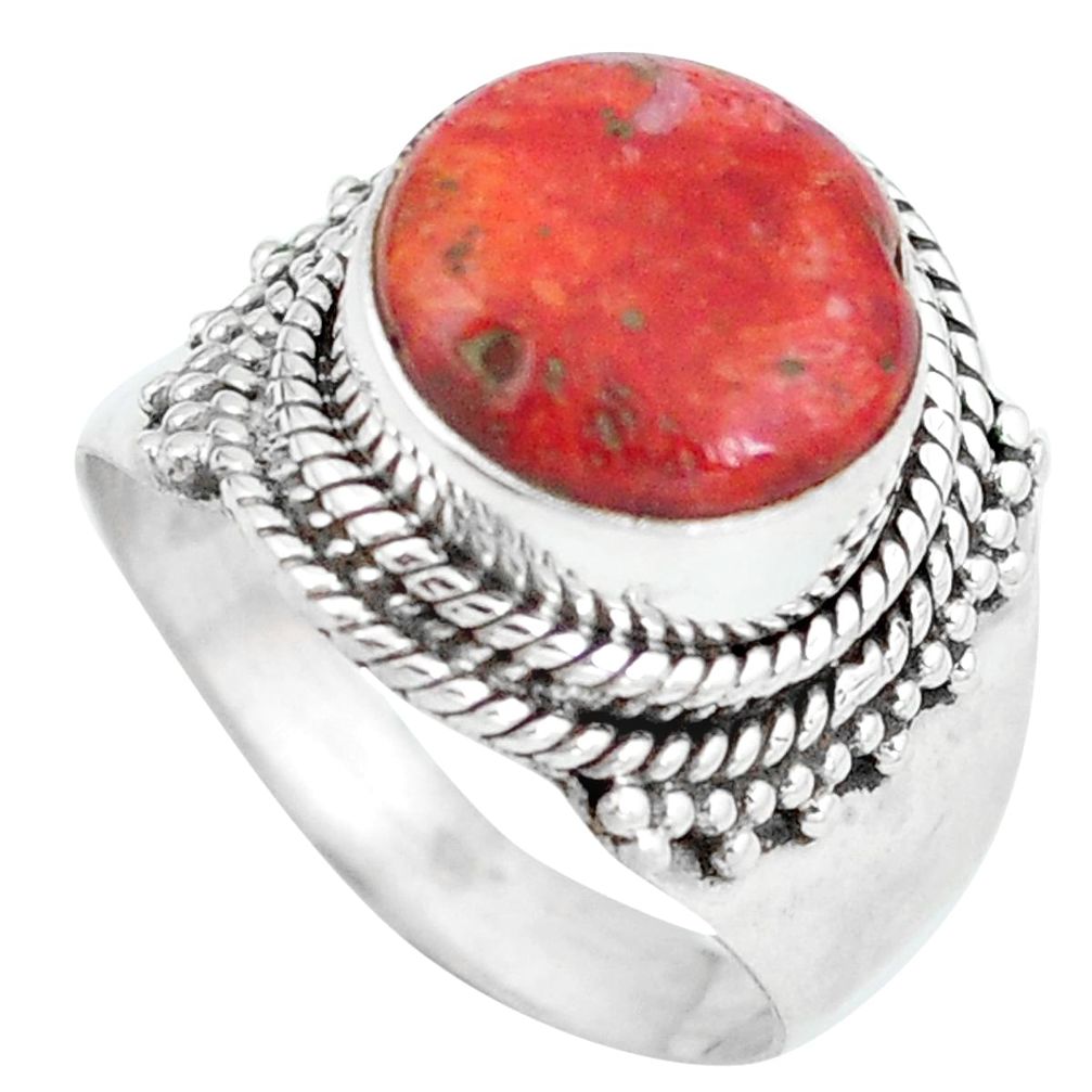 Red copper turquoise 925 sterling silver ring jewelry size 7 d29123