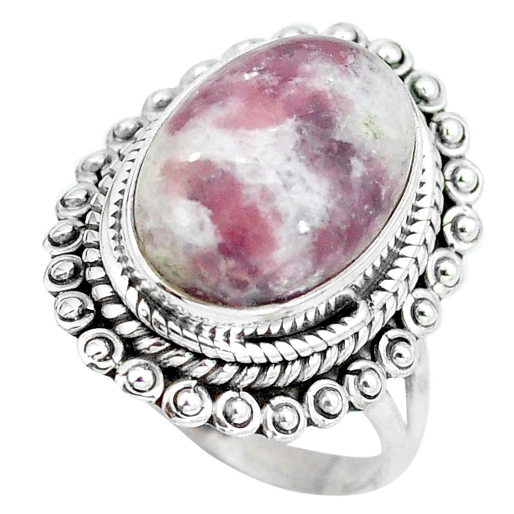 Natural purple lepidolite 925 sterling silver ring jewelry size 6.5 d29129