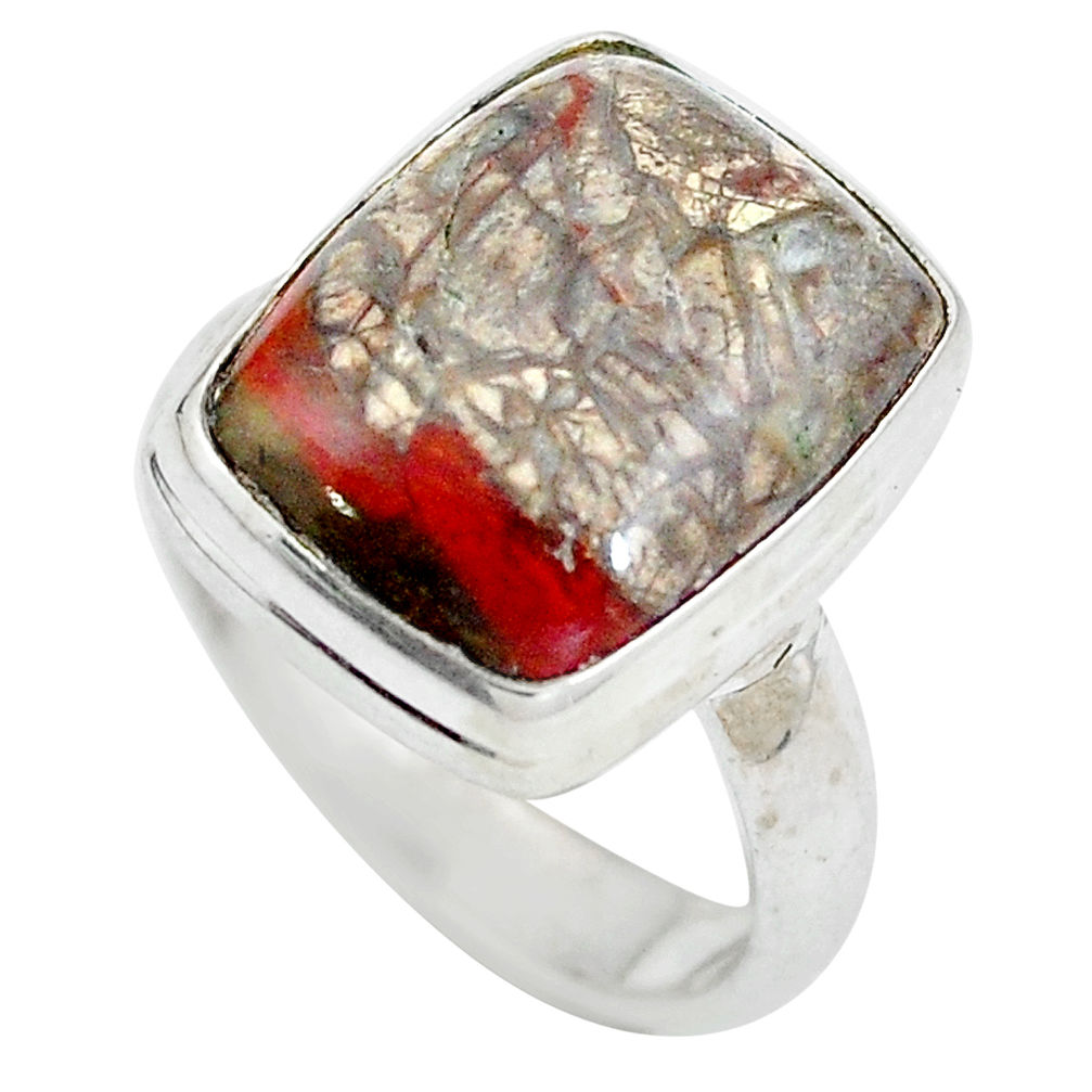 Natural brown mushroom rhyolite 925 sterling silver ring size 6.5 d29148