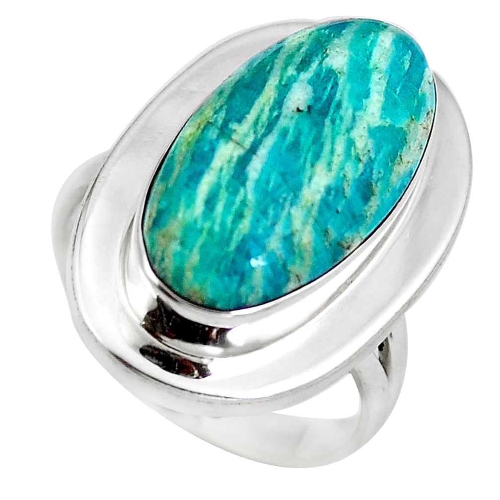 Natural green amazonite (hope stone) 925 silver ring jewelry size 7 d29157