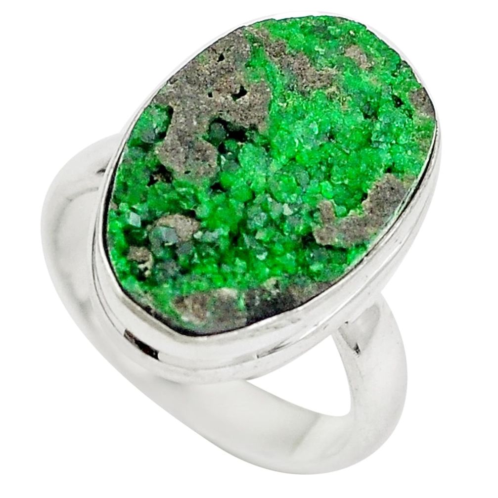 Natural green grass garnet 925 sterling silver ring jewelry size 6 d29163