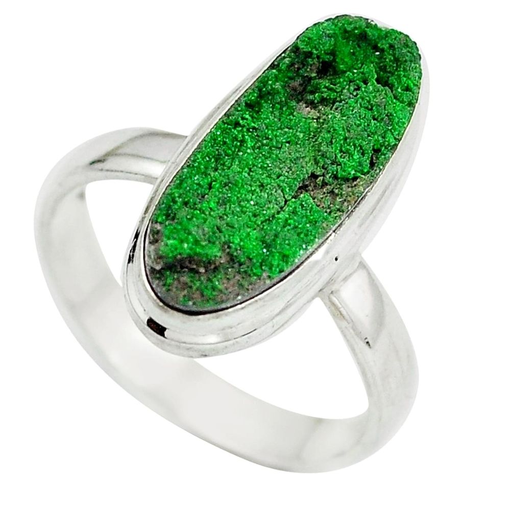 Natural green grass garnet 925 sterling silver ring size 9 d29176