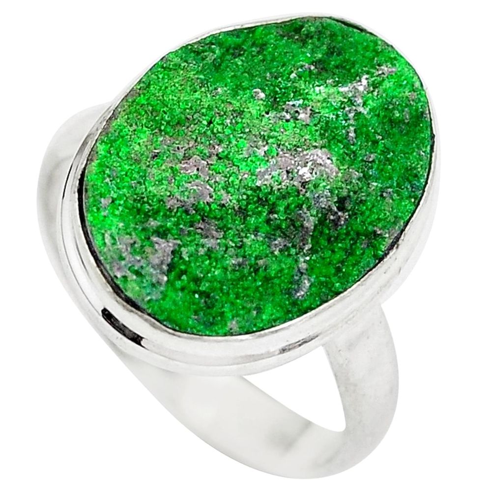 Natural green grass garnet 925 sterling silver ring size 8 d29177