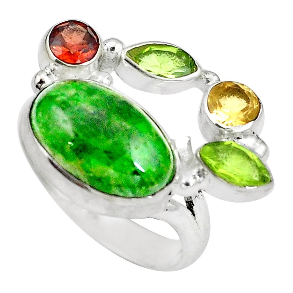 925 silver natural green chrome diopside citrine ring jewelry size 5.5 d29204