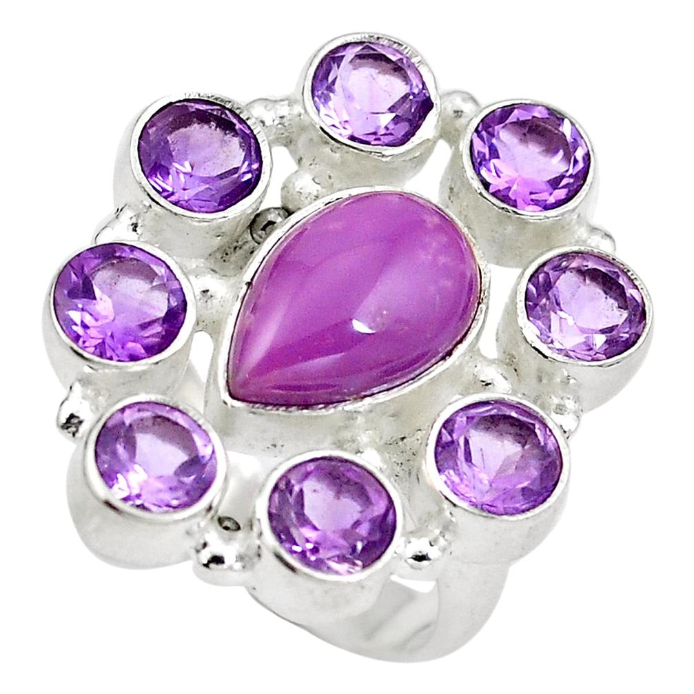 Natural purple phosphosiderite (hope stone) 925 silver ring size 8 d29210