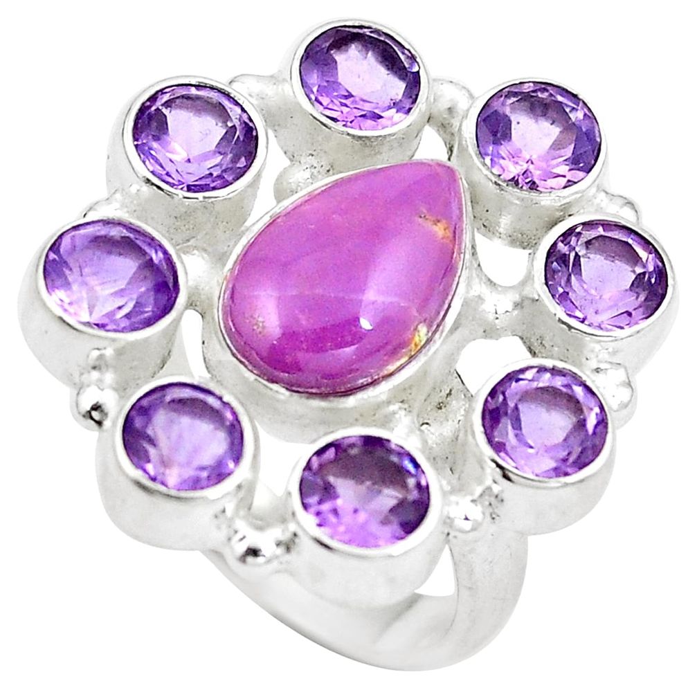 Natural purple phosphosiderite (hope stone) 925 silver ring size 6.5 d29211