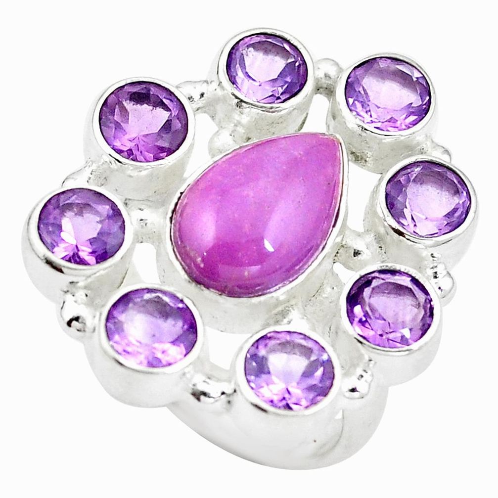 Natural purple phosphosiderite (hope stone) 925 silver ring size 7.5 d29212