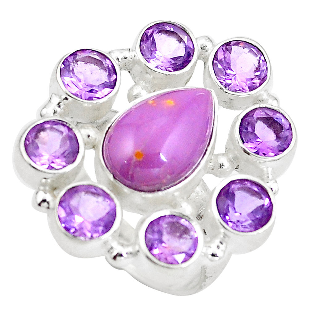 Natural purple phosphosiderite (hope stone) 925 silver ring size 8 d29213