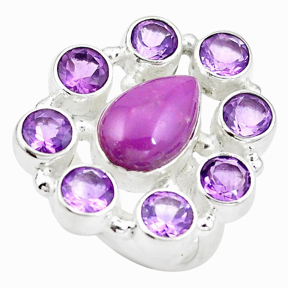 Natural purple phosphosiderite (hope stone) 925 silver ring size 6 d29215