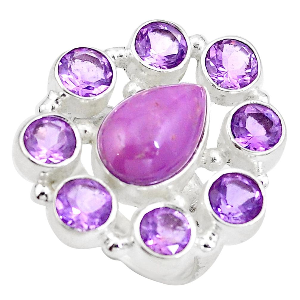 Natural purple phosphosiderite (hope stone) 925 silver ring size 8 d29216
