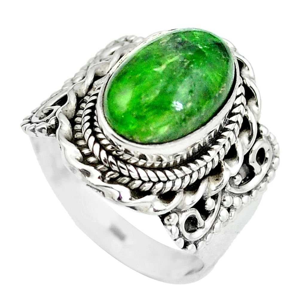 Natural green chrome diopside 925 sterling silver ring size 7 d29255