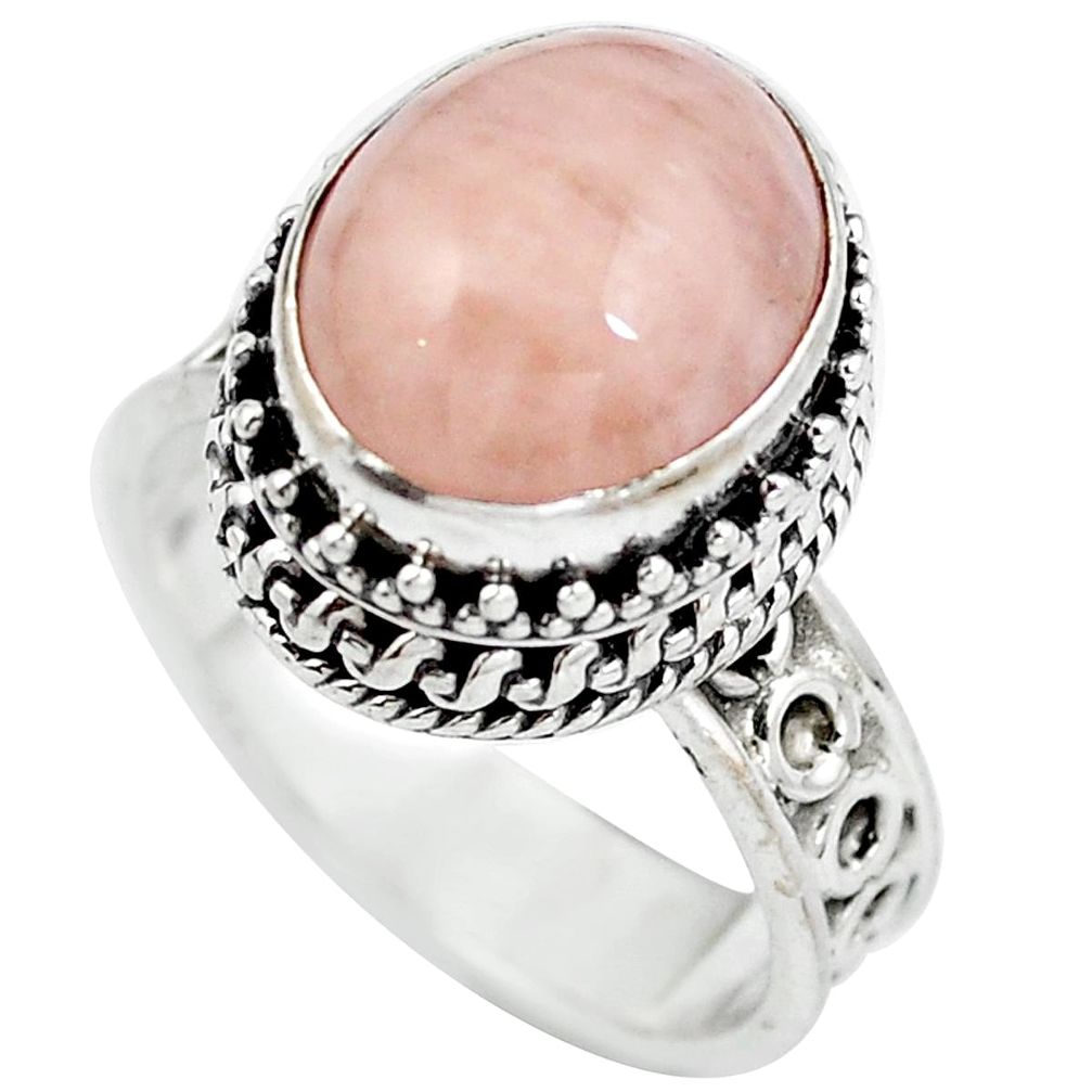 Natural orange morganite oval 925 sterling silver ring jewelry size 7 d29260