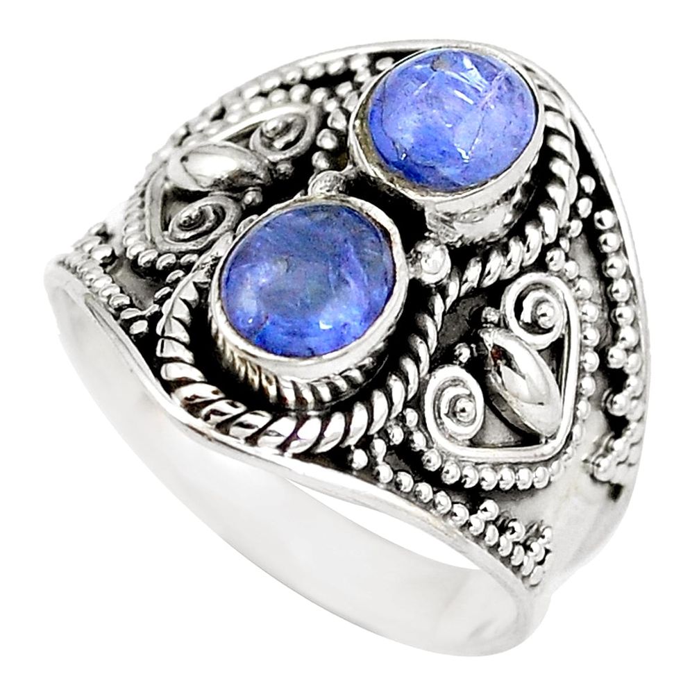 Natural blue tanzanite 925 sterling silver ring jewelry size 8 d29288