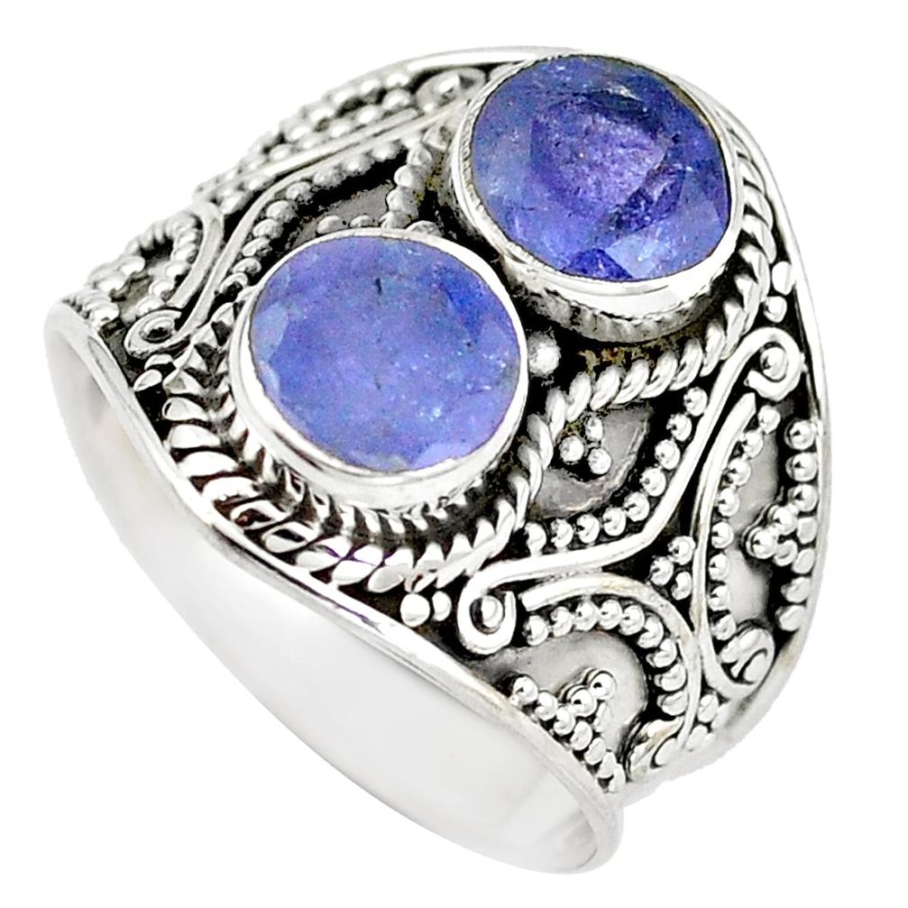 Natural blue tanzanite 925 sterling silver ring jewelry size 8 d29289