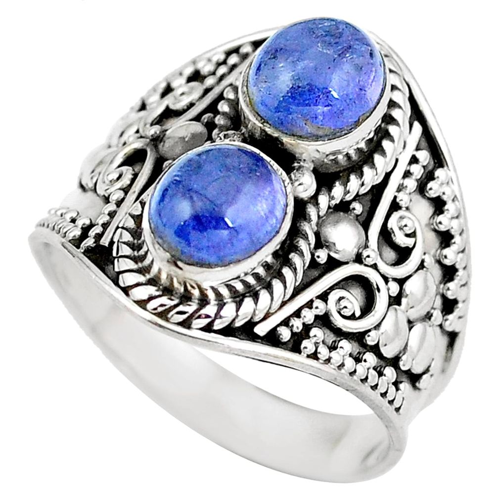 Natural blue tanzanite 925 sterling silver ring jewelry size 8 d29290