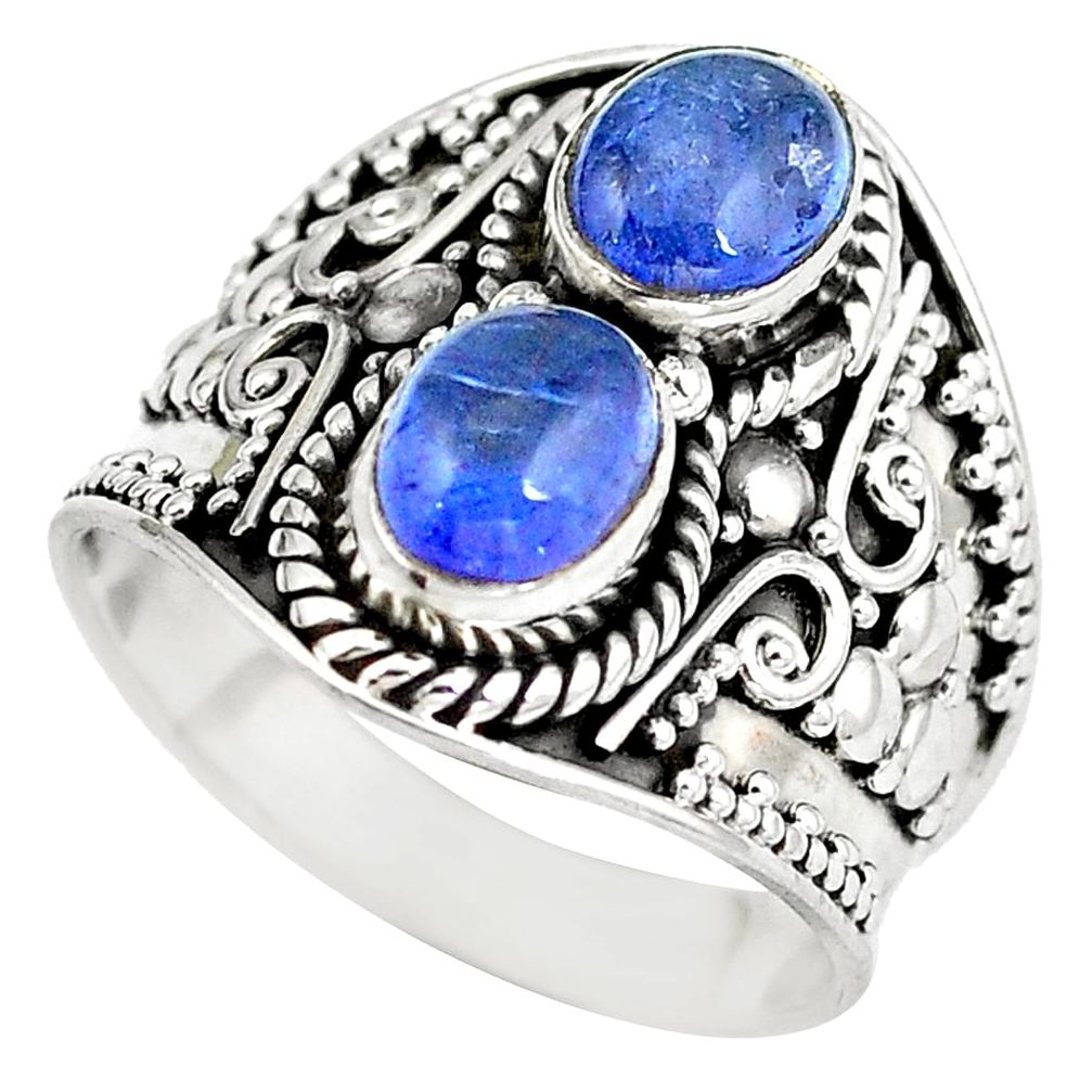 Natural blue tanzanite 925 sterling silver ring jewelry size 8 d29293