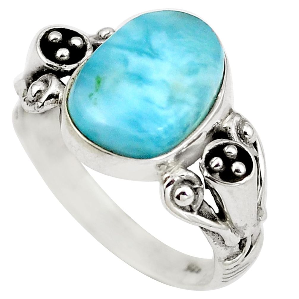 Natural blue larimar 925 sterling silver ring jewelry size 8 d29307