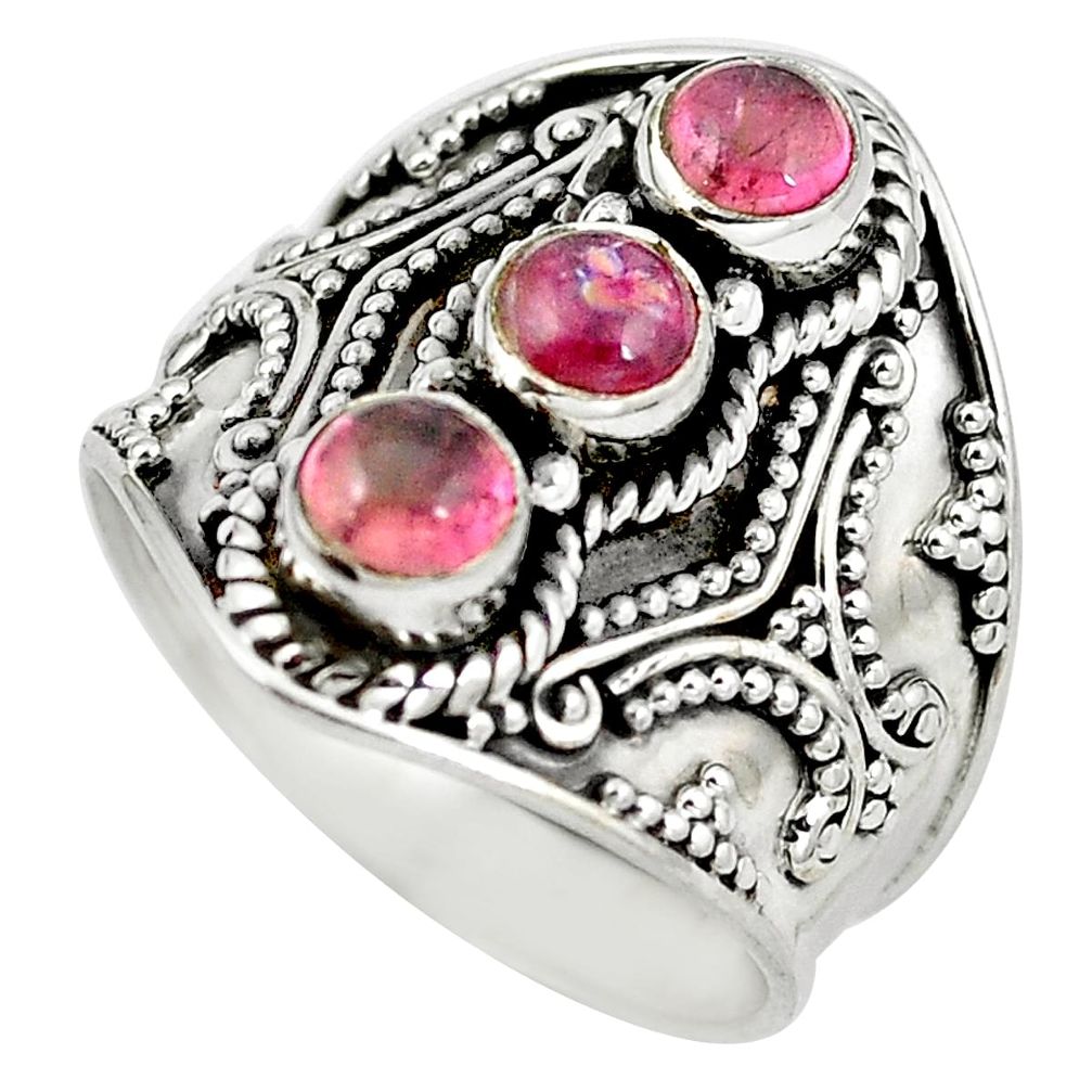 Natural pink tourmaline 925 sterling silver ring jewelry size 8 d29310