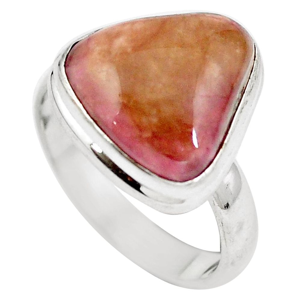 925 sterling silver natural pink bio tourmaline ring jewelry size 7.5 d29324