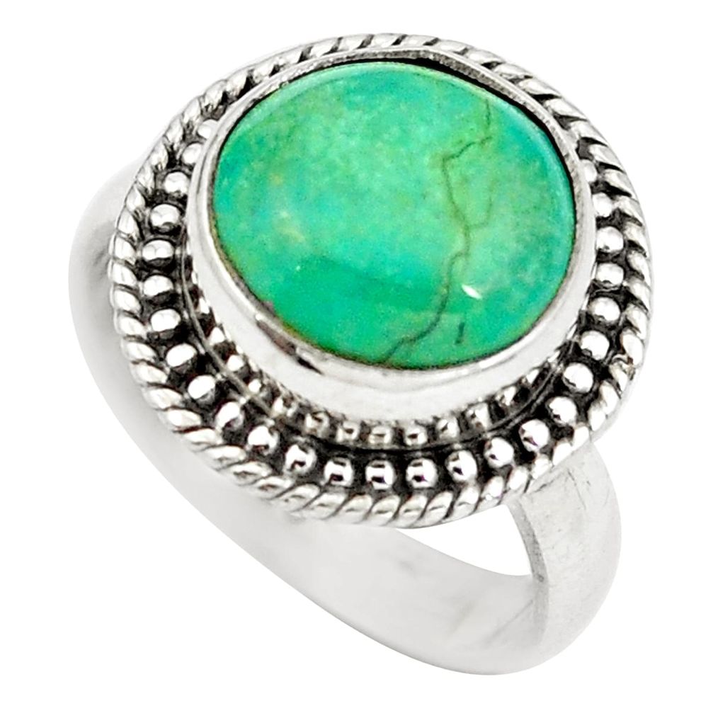 Natural green turquoise tibetan 925 sterling silver ring size 5.5 d29329