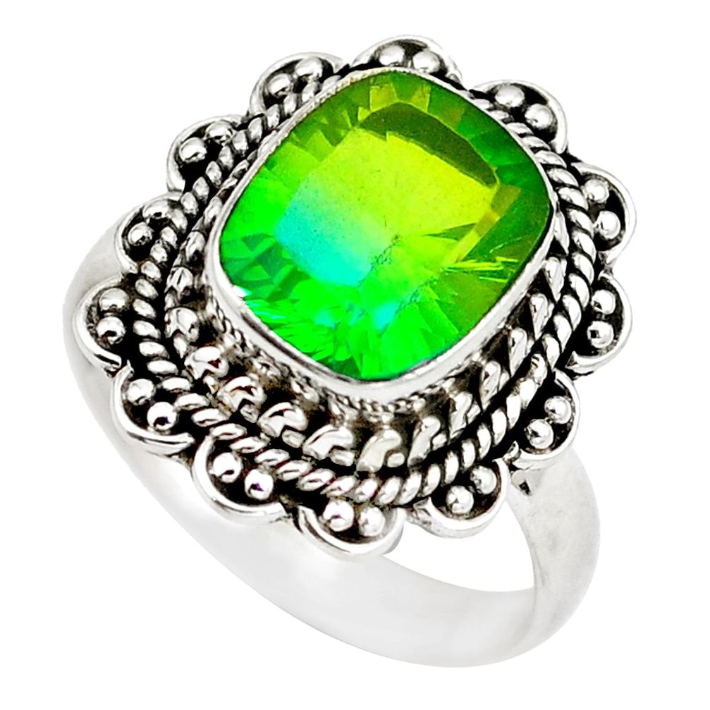 925 sterling silver green tourmaline (lab) ring jewelry size 7 d29349