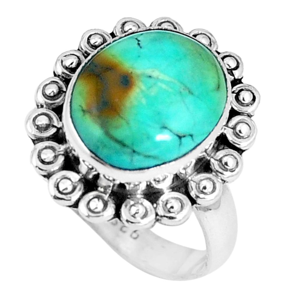 Green arizona mohave turquoise 925 sterling silver ring size 7 d30503