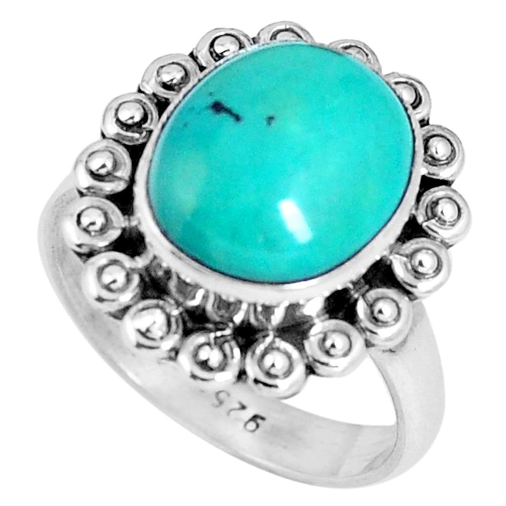 Natural green turquoise tibetan 925 sterling silver ring size 7 d30510