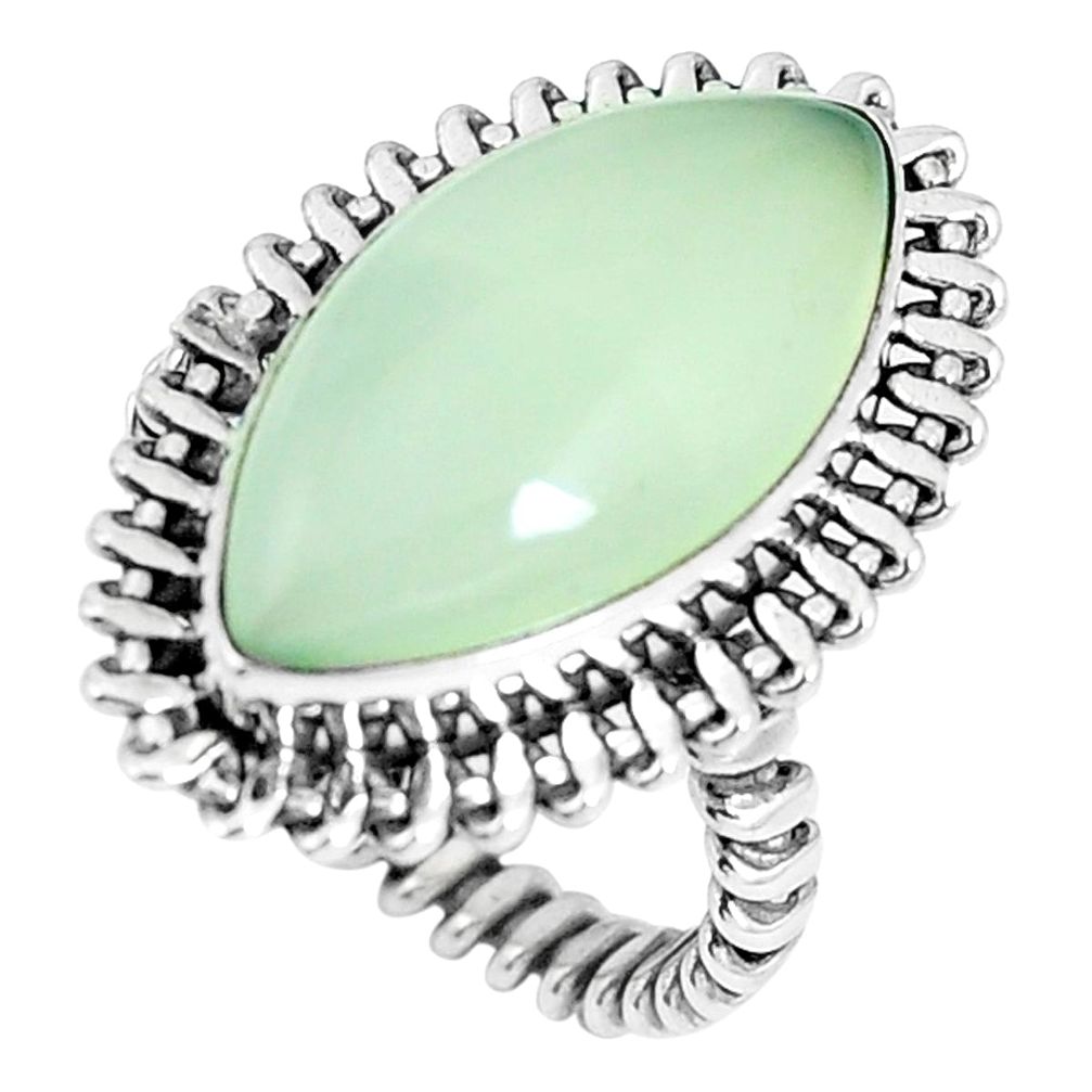 Natural green prehnite 925 sterling silver ring jewelry size 5.5 d30515