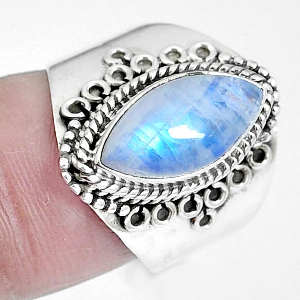 Natural rainbow moonstone 925 sterling silver ring jewelry size 7 d30539