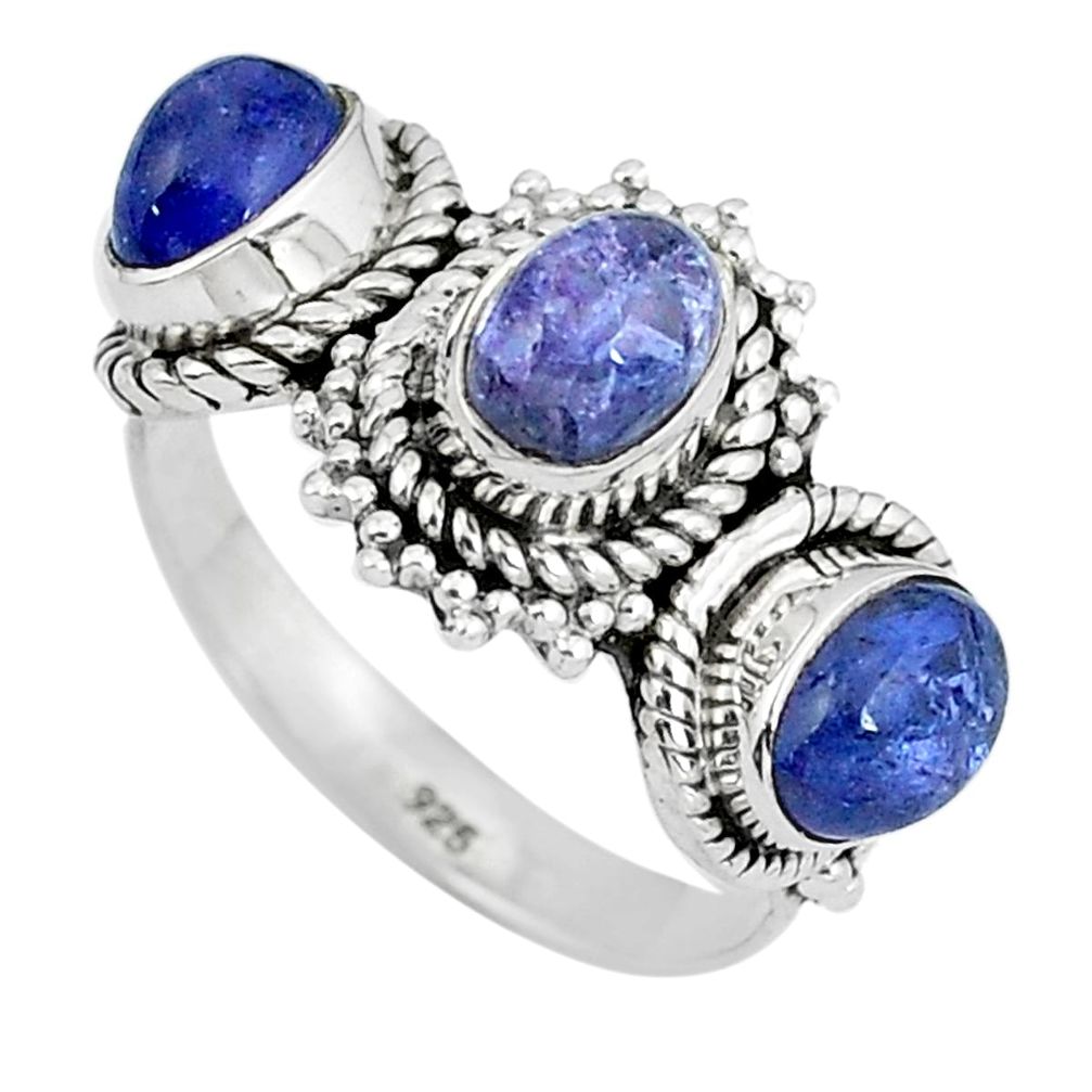 Natural blue tanzanite 925 sterling silver ring jewelry size 7.5 d30550