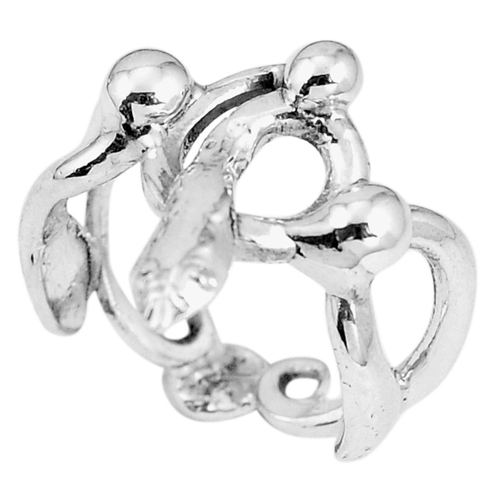 Indonesian bali style solid 925 sterling plain silver snake ring size 7 d30565