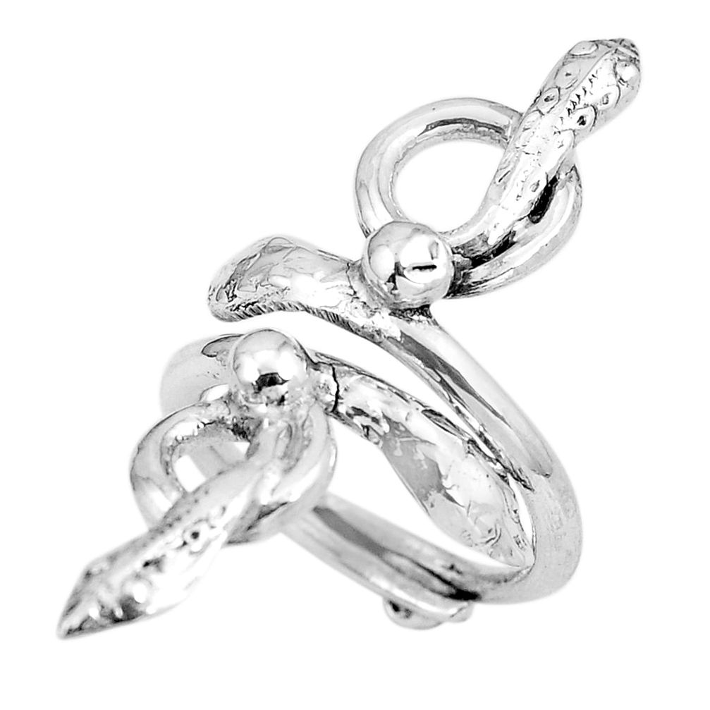 Indonesian bali style solid 925 silver snake charm ring size 8 d30573