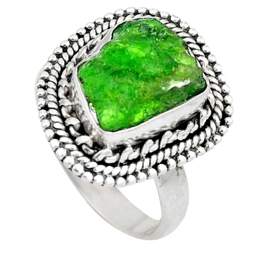 Green chrome diopside rough 925 sterling silver ring size 6.5 d30590