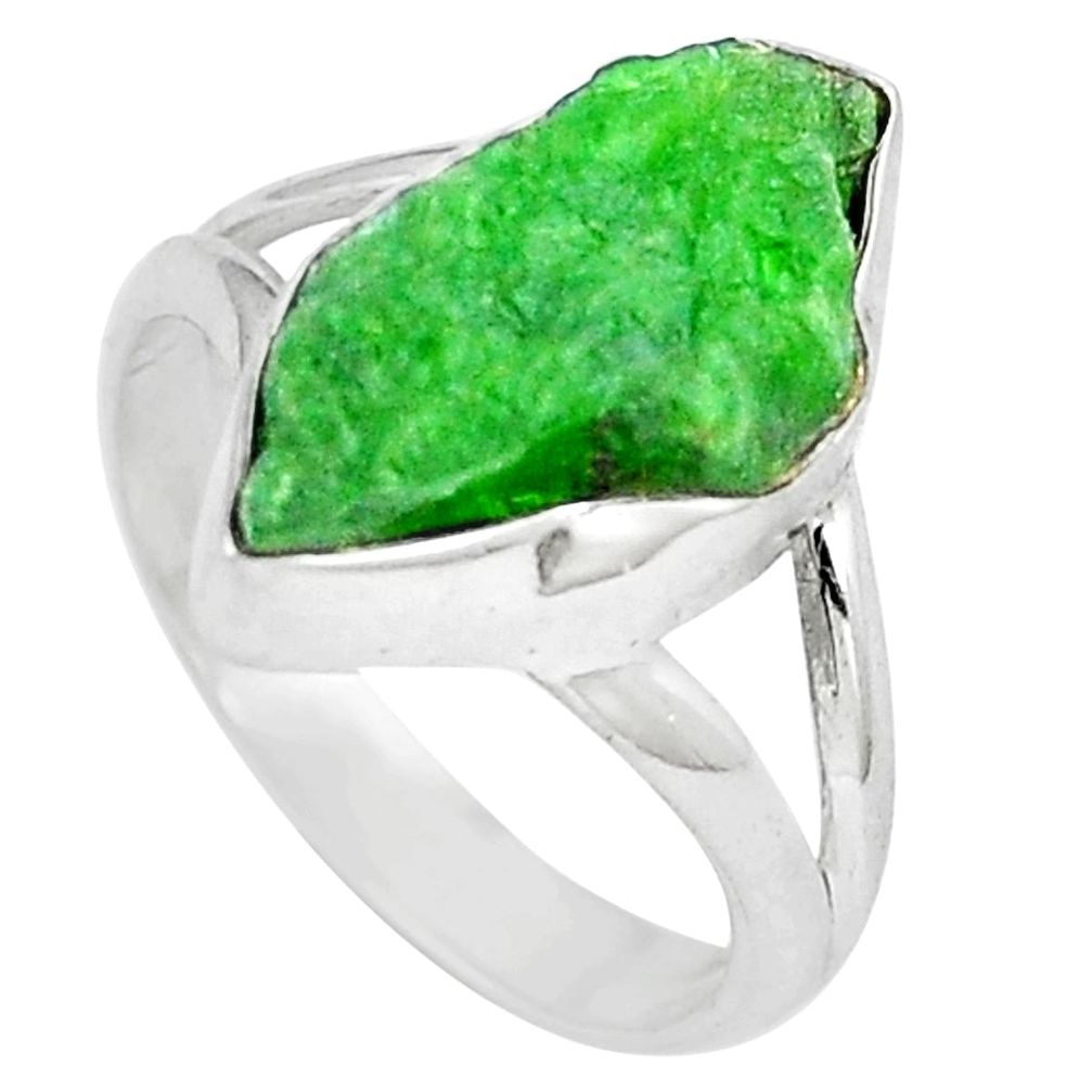 Green chrome diopside rough 925 sterling silver ring size 6 d30596