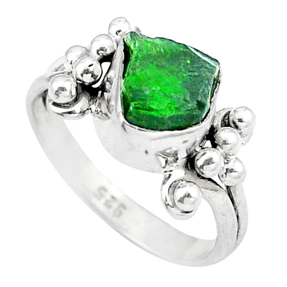 925 sterling silver green chrome diopside rough ring size 6 d30598