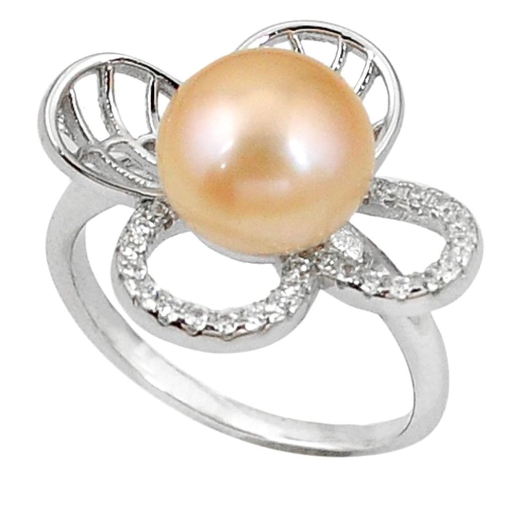 Natural pink pearl topaz 925 sterling silver ring jewelry size 8 d5324