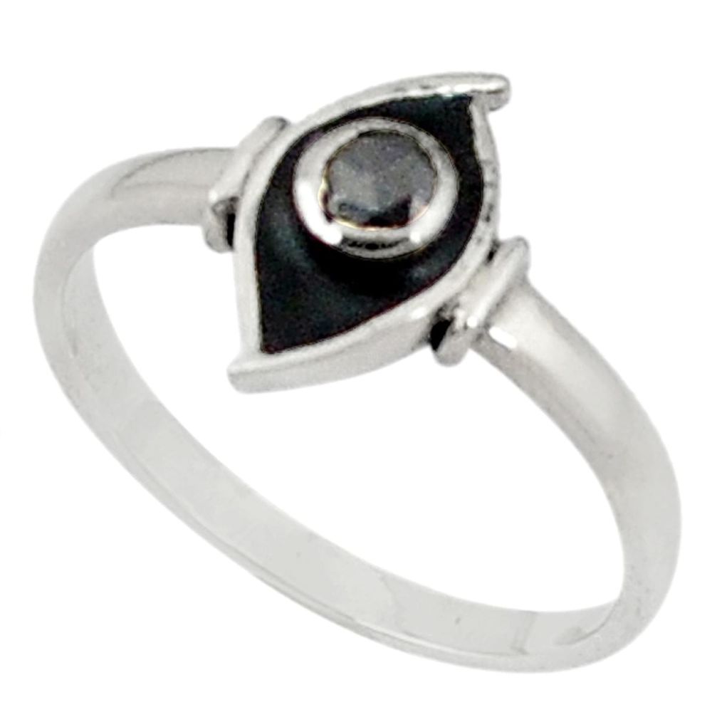 925 Sterling silver 0.31cts natural black diamond black enamel ring size 8 d5659