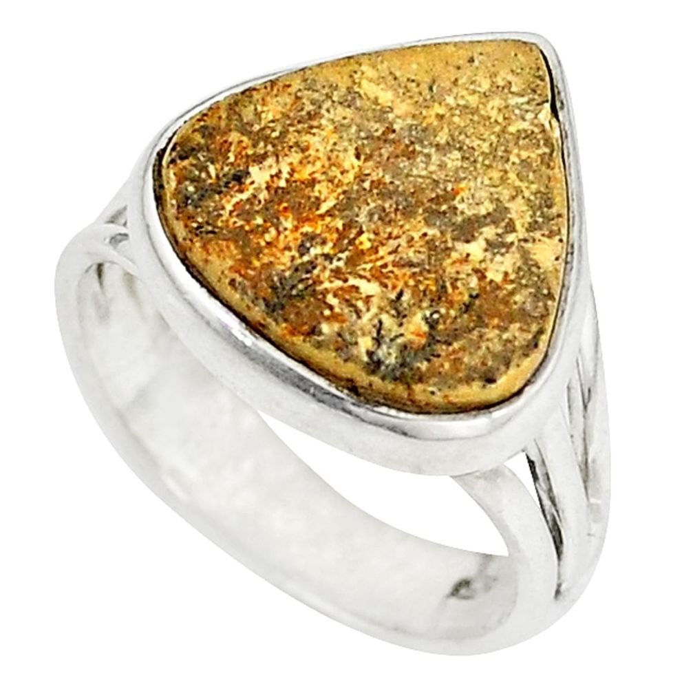 Natural multi color germany psilomelane dendrite 925 silver ring size 8 d6073