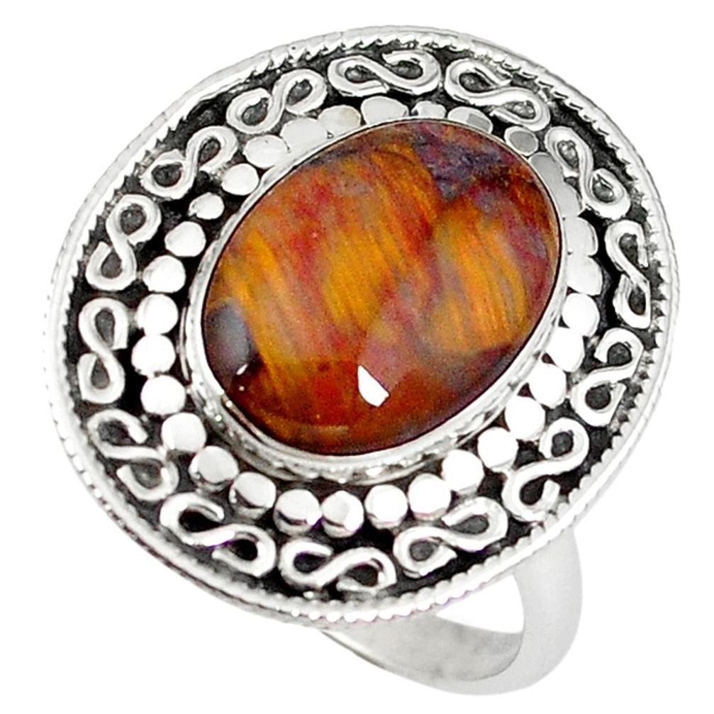 Natural brown pietersite (african) 925 sterling silver ring size 8.5 d7972