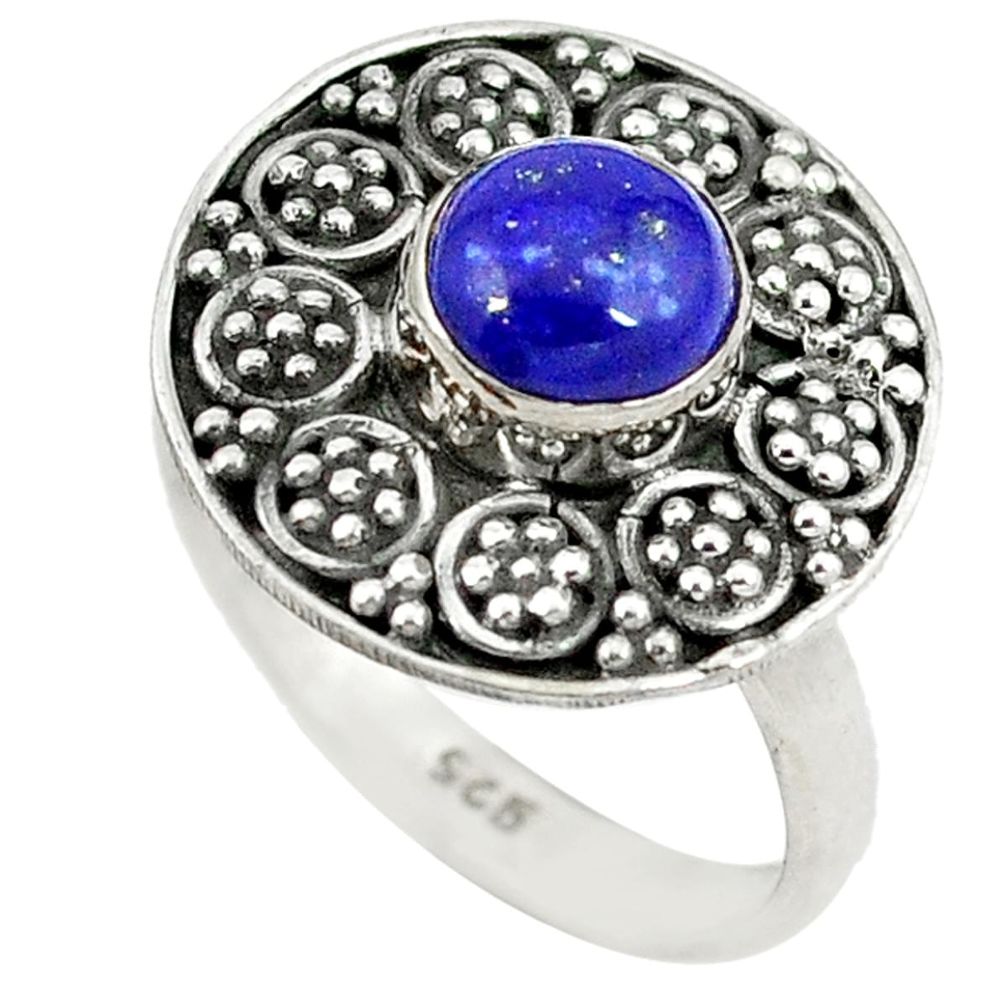 Natural blue lapis lazuli 925 sterling silver ring jewelry size 8 d8669
