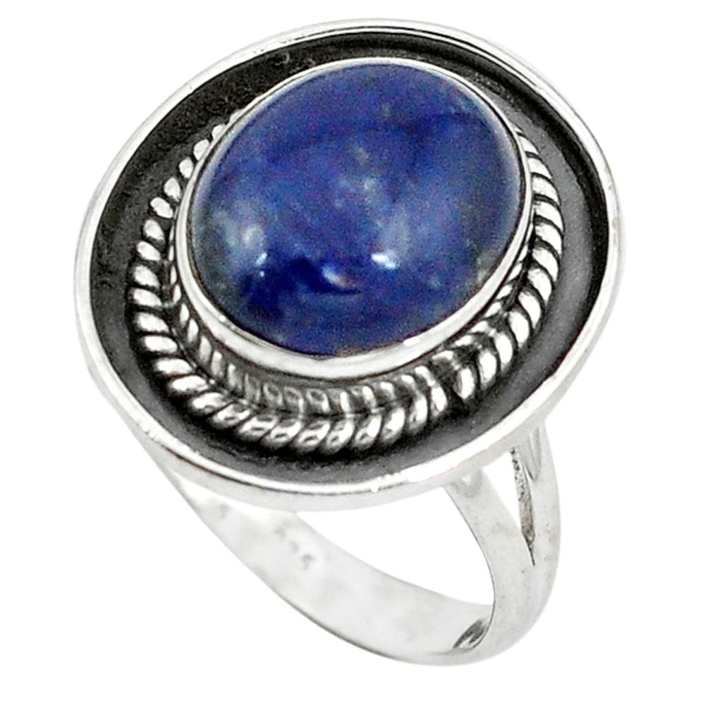 Natural blue lapis lazuli 925 sterling silver ring jewelry size 8 d8777